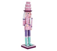 COHEALI Valentine Nutcracker Soldier Ornament 15 Inch Wooden Decorative Cake Topper with Candy Cane Staff, Resistant to Fading, for Holidays and Study Room Decoration