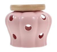 COHEALI Ventilated Garlic Jar Storage Container Large Capacity Ceramic and Bamboo Jar Easy to Clean Stylish Kitchen Canisters for Countertop Home Accessory for Cooking
