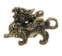 COHEALI Vintage Brass Kylin Keychain Pendant Hanging Figurine Decor, Retro Kylin Sculpture Key Ring Charm for Feng Shui Wealth and Home Accessories