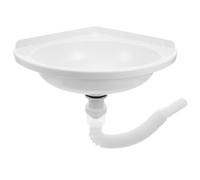 COHEALI Wall Mounted Triangle Shaped Corner Sink for Bathroom, White Plastic and Stainless Steel Vanity Basin with Space Optimization, Modern Style for Small Bathrooms and Utility Rooms