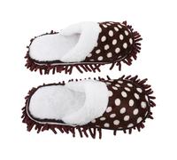 COHEALI Washable Mop Slippers Coffee Dot Large Floor Cleaning Slippers | Coral Fleece and Polar Fleece, Chenille Finish, Winter Household Chores, Detachable Washable Design