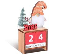 COHEALI Wooden Christmas Blocks Calendar Desk Decoration with Handmade Stable Craftsmanship, Creative Red Tabletop Ornament for Christmas Party and Festive Holiday Atmosphere