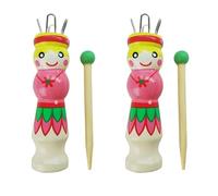 COHEALI Wooden Weaving Tools Set with Hand-Painted Pattern 2 Mini Knitting Dolls and Point Needles for Crochet and DIY Craft Projects