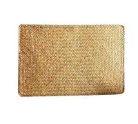 COHEALI Woven Rectangular Placemat Insulated Pot Cushion 35cmx25cm Cattail Multi-function Wear-resistant Khaki Rustic Style for Homes and Restaurants