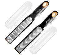Cohesion Etched Zester & Grater Set of 2 - Kitchen Zester Tool for Lemon, Cheese, Garlic, Ginger, Nutmeg, Chocolate, Fruits, Vegetables - Sharp Premium Stainless Steel Blade with Protective Cover