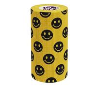 Cohesive Bandage for Horses, Dogs & Pets | Self-Adherent Veterinary Wrap 10cm x 4.5m | WrapTec | Elastic Support & Wound Dressing Fixation | Single Roll by VetSet (Smiley Yellow)