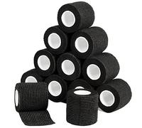Cohesive Bandage Wrap 2" x 5 Yards, Self Adherent Vet Wrap 5CM x 4.5M Self Adhesive Bandage Tape for Wrist & Ankle Sprain Swelling Breathable Elastic Pet Bandage Grip Cover Black (12 Roll)