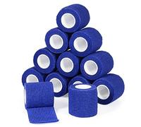 Cohesive Bandage Wrap 2" x 5 Yards, Self Adherent Vet Wrap 5CM x 4.5M Self Adhesive Bandage Tape for Wrist & Ankle Sprain Swelling Breathable Elastic Pet Bandage Grip Cover Blue (12 Roll)