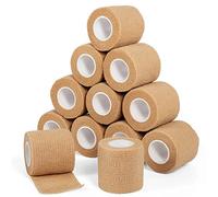 Cohesive Bandage Wrap 2" x 5 Yards, Self Adherent Vet Wrap 5CM x 4.5M Self Adhesive Bandage Tape for Wrist & Ankle Sprain Swelling Breathable Elastic Pet Bandage Grip Cover Skin Color (12 Roll)
