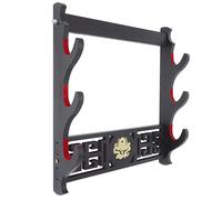 Cohki Wall Mounted Padded Velvet Katana Stand Samurai Sword Holder Dragon Style 3-tier