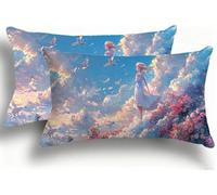 Cohnpjng Sky Cushion Covers Set of 2 Corduroy Decorative Square Donna Pillowcase with Invisible Zip Pillow Covers 25x50cm Linen Square Throw Pillow Case Decorative Cushion for Home Decor Sofa F0A-222