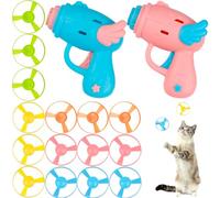 Cohortstar 17Pcs Cat Fetch Toy Set with Colorful Flying Propellers, Interactive Tracking Toy for Kitten Chasing, Training Hunting, and Indoor Outdoor Exercise, Engaging Propeller Design(Wing)