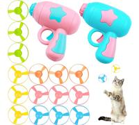 Cohortstar 17Pcs Cat Fetch Toy Set with Colorful Flying Propellers, Interactive Tracking Toy for Kitten Chasing, Training Hunting, and Indoor Outdoor Exercise, Engaging Propeller Design(Star)