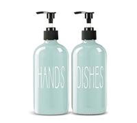 COHOSEGE Glass Soap Dispenser Set 2 Pack,16 Oz Dish Soap Dispenser for Kitchen Sink,Green Kitchen Accessories and Kitchen Decor,Green Decorations and Kitchen Utensils for Kitchen