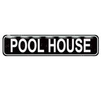 cohuodec Pool House Sign Swimming Pool Bath Bathroom Showers Restroom Towels Swim Rustic Street Metal Sign Door Home Patio Garden Bar Farm House Garage Wall Decor Black Tin Signs 16 X 4 Inch