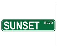 Cohuodec Sunset BLVD Metal Sign - Vintage Rustic Tin Wall Decor, 16x4 Inch Retro Street Sign - Bar, Garage, Man Cave, Office, or Home Theater Decor