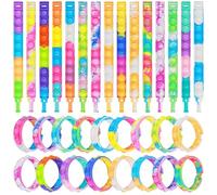 Coicok 30 PCS Pop Bracelet Fidget Toys, 15 Colours, Party Bag Fillers for kids, Decompression Wristband for Autistic & ADHD, Lucky Dip Prizes