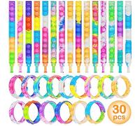 Coicok 30 PCS Pop Bracelet it Fidget Toys, 15 Colours, Party bag fillers for kids, Pop it fidget toys, Decompression Wristband with Autistic & ADHD, Kids party favours, Lucky dip prizes for kids