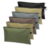 COIDEA Tool Bag Zipper Pouch, Premium Tool Pouch, Utility Multipurpose Storage Organizer Tool Pouches with Carabiner Metal Zipper for Tools (6 Pack, Tan, Navy Green, Black, Light Brown, Grey, Mocha)