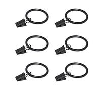 Coideal Black Curtain Rod Ring Clips, 30 Pack Rustproof Metal Drapery Ring with Clips Hook for Hanging Heavy Curtains and Drapes (35 mm)