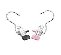 Coideal Boot Hangers Laundry Hanging Hooks Clips, 16 Pcs Stainless Steel Portable Clothespins for Drying Closet Travel (Black + Pink)