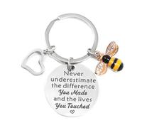 Coideal Inspirational Keyring Gift for Women Men Encouragement Key Chains Gift for Coworker, 'Never underestimate the difference you Made and the lives you Touched'