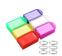 Coideal Tough Plastic Key Tags - 150 Pcs Coloured Key Fobs Identifier ID Keychain Tag with Flap Label Window and Strong Split Ring for Luggage, 6 Assorted Colors