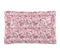 Coikll Pink Floral Pet Bed Pad Soft Dog Bed Mat with Anti-Slip Bottom, Machine Washable Crate Pad Mattress for Dog Sleeping
