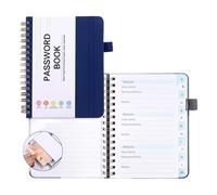 Coil Notebook Book Coil Password Keeper Notebook Portable A6/B6 Size(A6 Dark Blue)