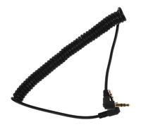Coiled 3.5mm Stereo Audio Cable with Dual Right Angle Male Connectors | Copper and Rubber Build, Retractable Spring Design, Black Finish, for Phones and Tablets on Go