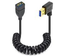 Coiled 90Degree Left Angle USB 3.0 Extension Cable, Type A Male to Female Connection for Playstation, Xbox, USB Flash Drive, Hard Drive, Card Reader,Scanner,Printer,Keyboard 1.5m/5 Feet (Left)