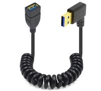 Coiled 90Degree Right Angle USB 3.0 Extension Cable, Type A Male to Female Connection for Playstation, Xbox, USB Flash Drive, Hard Drive, Card Reader,Scanner,Printer,Keyboard 1.5m/5 Feet (Right)