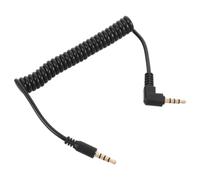 Coiled Audio Cable 3ft Right Angle 3.5mm Male to Aux Cord Flexible Copper | Spring Coiled Design for Space-saving Use, Stereo Audio, Fits Phone Audio Jack and Car Stereos