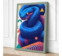 Coiled Blue Serpent Modern Canvas Wall Art Print 24x16 Inch (61 x 41 cm)