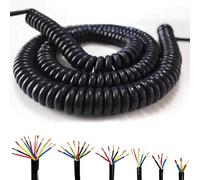 Coiled Cable, 2 3 4 5 6 7 8 9 10 12Core Spring Wire, Spiral Electric Cable, 0.75mm² Black Elastic Telescopic Power Cord Extension Connector(2 Core,5M-0.75mm²)