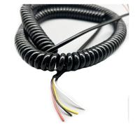coiled cable spiral wire, 4 Core Spiral Spring Telescopic Line 0.5mm Square Stretched Copper Wire Cable 1 Meter to 9 Meters Extension(Stretch 9 Meter)