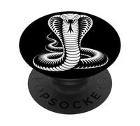 Coiled Cobra Venomous Snake King Serpent Black and White PopSockets Adhesive PopGrip