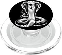 Coiled Cobra Venomous Snake King Serpent Black and White PopSockets PopGrip for MagSafe