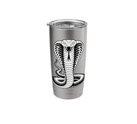 Coiled Cobra Venomous Snake King Serpent Black and White Stainless Steel Insulated Tumbler