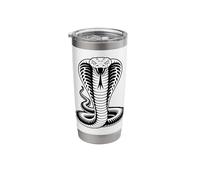 Coiled Cobra Venomous Snake King Serpent Black and White Stainless Steel Insulated Tumbler