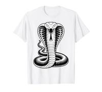 Coiled Cobra Venomous Snake King Serpent Black and White Value Graphic T-Shirt, Men, White, S