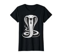 Coiled Cobra Venomous Snake King Serpent Black and White Value Graphic T-Shirt, Women, Black, M