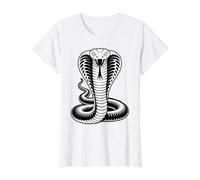 Coiled Cobra Venomous Snake King Serpent Black and White Value Graphic T-Shirt, Women, White, L