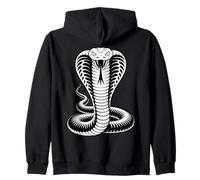 Coiled Cobra Venomous Snake King Serpent Black and White Zip Hoodie
