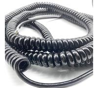 Coiled Curly Mains Flex Cable 9 Core 0.3mm2 Polyurethane 1-12m | Retractable Spiral Spring Power Cord Multicored Extension Lead(7 meters)