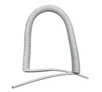 Coiled Curly Mains Flex Multicored Cable Hair Dryer Coiled Extension Cord 2 Core White Multiple Sizes 3 Meter Stretch(0.3mm2)