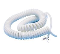 Coiled Extension Cord, Retractable Coiled Coil Cord, 6 Core 24AWG Spiral Telescopic Wire 0.2mm2 White Stretch 3-15 Meters Spring Cable Extension(Stretch 14 meter)