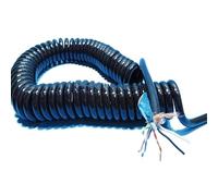 Coiled Extension Cord, Stretchable electrical wire, Spring Spiral 10 Cores Double Shielded Network Cable 20AWG Stretch 1 Meter to 15 Meters Integrated Expansion Line Retractable Coil(Stretch 4 meter)