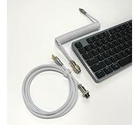Coiled Keyboard Cable, Coiled USB C Cable USB C For Keyboard Double Sleeved Mechanical Cabl Pro Custom For Gaming (White)