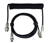 Coiled Keyboard Cable, Coiled USB C Cable USB C For Keyboard Double Sleeved Mechanical Cabl Pro Custom For Gaming (All Black)
